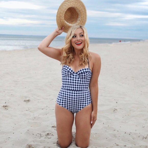 aerie Other - Aerie Gingham Navy White Checked One Piece 36D